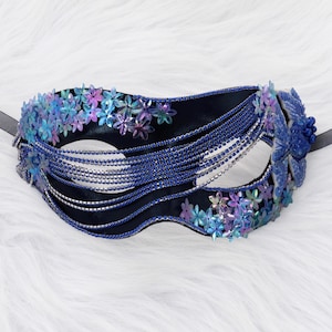 Sequin Flower Masquerade Mask: Red & Green Diamonds, Gold Venetian Mask