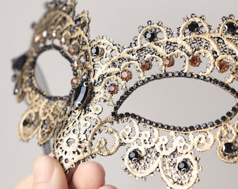 Gold Lace Masquerade Mask by PURELYNOOK • Venetian Mask • Vintage Style • Suitable for Party • MM167