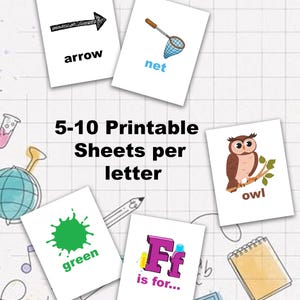 Druckbare Vorschul Alphabet Buchstaben Karteikarten | A-Z Lerndruck | Spaß Lernwerkzeug für Kinder | Sofortiger Download Pre K Homeschool