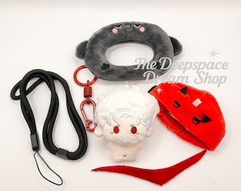 Love and Deepspace / Sylus ｜ Rafayel ｜Zayne｜Xavier / Caleb Llavero de peluche mini con accesorios (7 cm)
