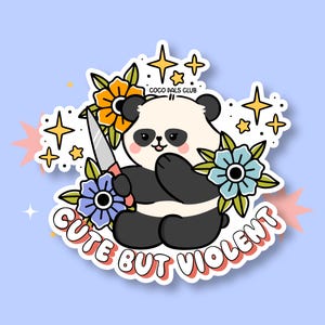 Cute Floral Kawaii Panda Knife Vinyl Sticker | Waterproof, Weatherproof Sticker | Kawaii Sticker | Bottle, Laptop Sticker | Coco Pals Club