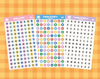 Bead Letters Sticker Sheet | Charm Letters Matte Vinyl Stickers