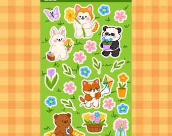 Spring Time Pals Sticker Sheet | Matte Vinyl Kawaii Stickers