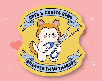 Arts & Crafts Dog Sticker | Kawaii Waterproof Vinyl Decal
