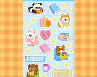 Reading Pals Sticker Sheet | Matte Vinyl Book Lover Kawaii Stickers