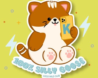 Silly Goose Cat Vinyl Sticker | Waterproof Kawaii Decal