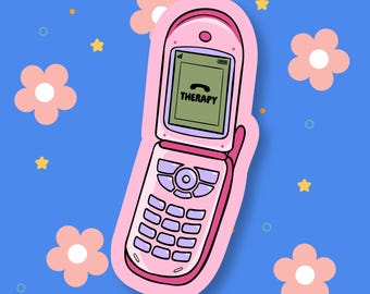 Therapy Flip Phone Sticker | Water Resistant Vinyl Decal