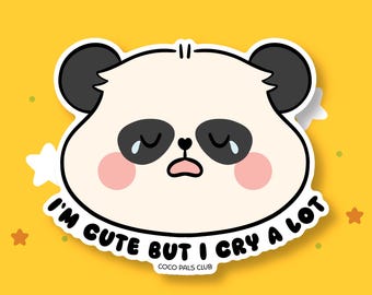 Cry A Lot Panda Sticker: Waterproof Kawaii Decal