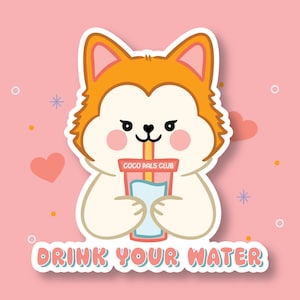 Vinylsticker schattige hond waterherinnering | Waterdichte, weerbestendige sticker | Kawaii-sticker | bidon, laptopsticker | Coco Pals Club