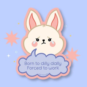 Sticker lapin Dilly Dally en vinyle | autocollant imperméable et résistant aux intempéries | autocollant kawaii | bouteille d'eau, autocollant pour ordinateur portable | Club Coco
