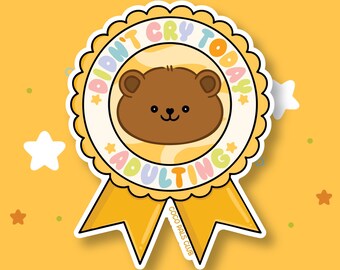 Funny Bear Award Ribbon Sticker | Waterproof Vinyl Decal