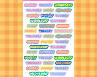 Days of the Week Sticker Sheet | Deco Matte Vinyl Stickers