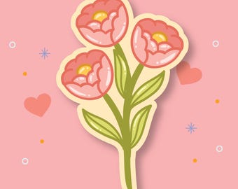 Pink Flower Vinyl Sticker | Waterproof Kawaii Decal