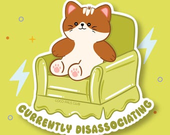 Mental Health Cat Vinyl Sticker | Funny Laptop Decal