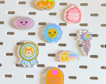 Sassy Acrylic Pins | Kawaii Mood Pins