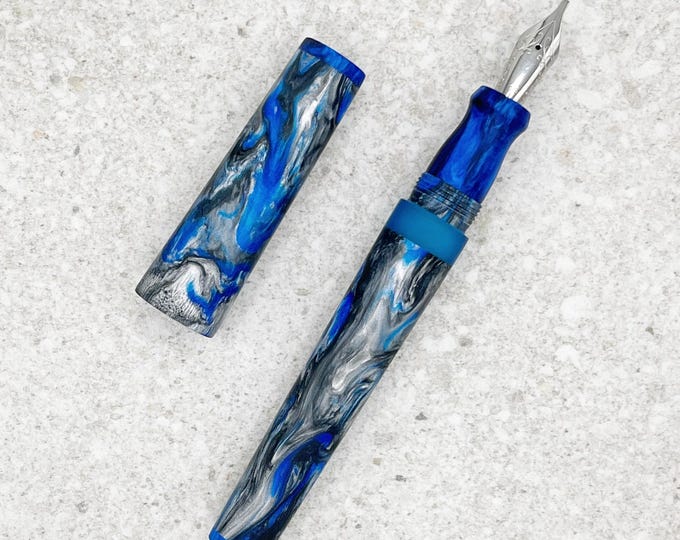 Handmade Graphlex Blue Custom Fountain Pen: Jowo #6 Nib, Matte Finish ...