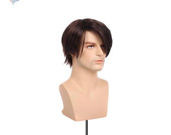 Men’s Short Brown Straight Synthetic Wig | Heat-Resistant Daily Costume Wig for Cosplay, Party, and Everyday Wear