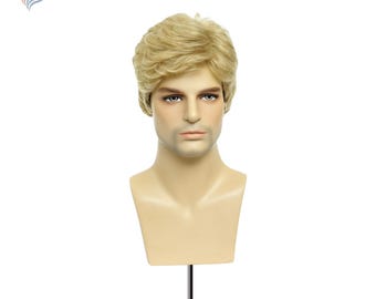 Men’s Natural Black Short Straight Synthetic Wig | Heat-Resistant Fluffy Daily Hairpiece for Realistic Everyday or Party Look