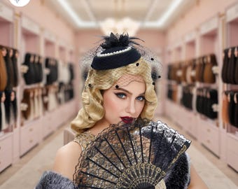 1920s Flapper Wig: Retro Finger Wave Brown Wig for Costume Party