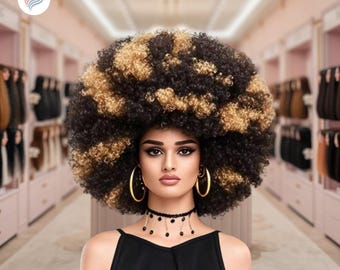 Peruka Afro Kinky Curly Short – Naturalna, czarna, syntetyczna, odporna na ciepło, na co dzień i na imprezę
