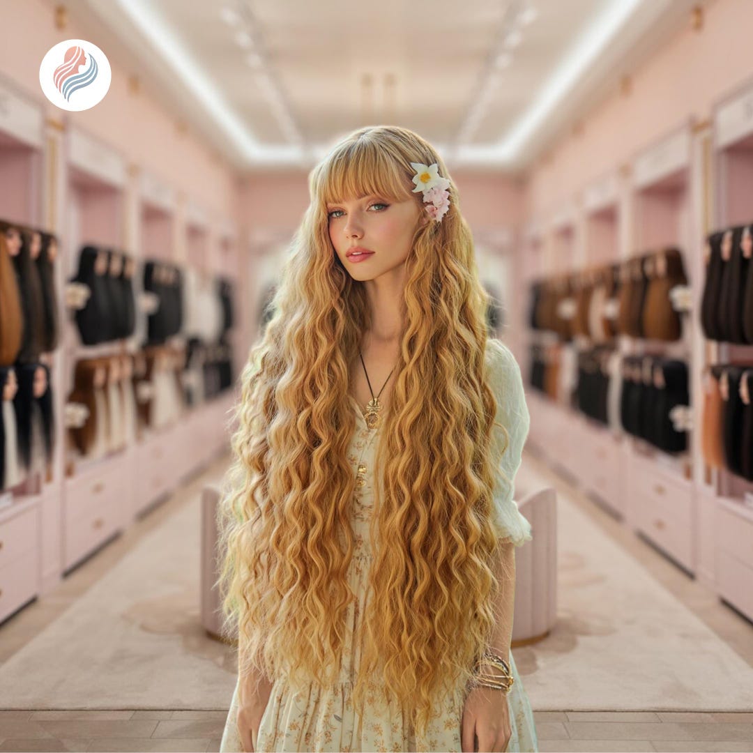 44” Long Blonde Curly Cosplay Wig With Bangs – Heat Resistant Soft ...