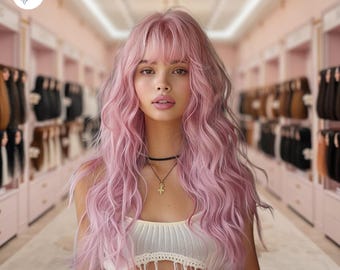 Pink Butterfly Haircut Wig, Long Curly Ombre (26 Inches) - Etsy display picture 3