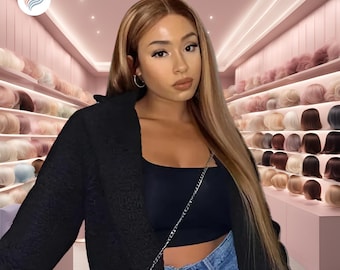 Highlight Ombre Human Hair Wig: Straight Blonde HD Lace Front