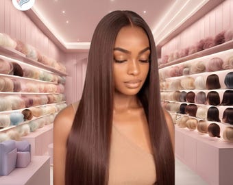 Chocolate Brown Human Hair Wig: Straight Lace Front, Pre-Plucked