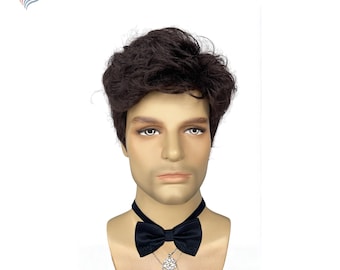 Men’s Short Brown Wig with Bangs – Natural Layered Style, Wear & Go Heat-Resistant Synthetic Wig