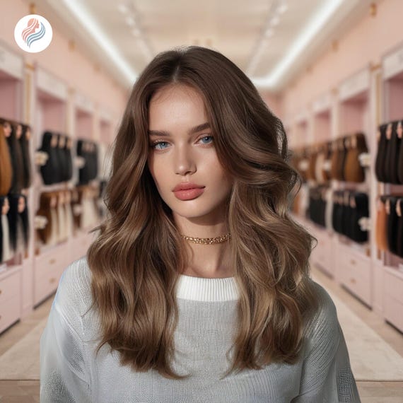 Mocha Brown Wavy Layered Wig: 22-inch Heat-resistant  display picture 1