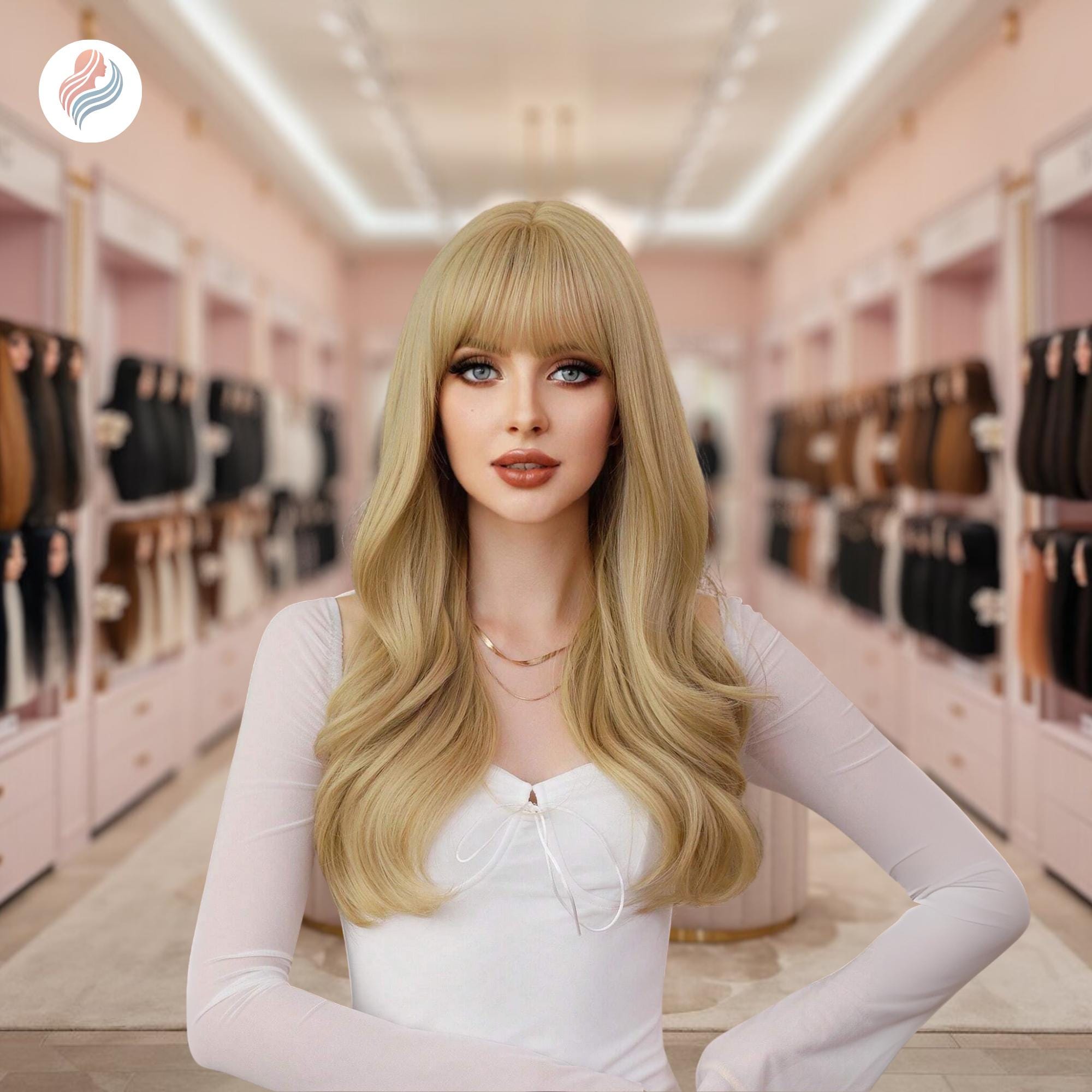 ✨22”  BLONDE FULL CAP WIG? *NEW* Amazon.com : WKIPYCPK Ash Blonde Lace Front Wig, 22-Inch  main image 2
