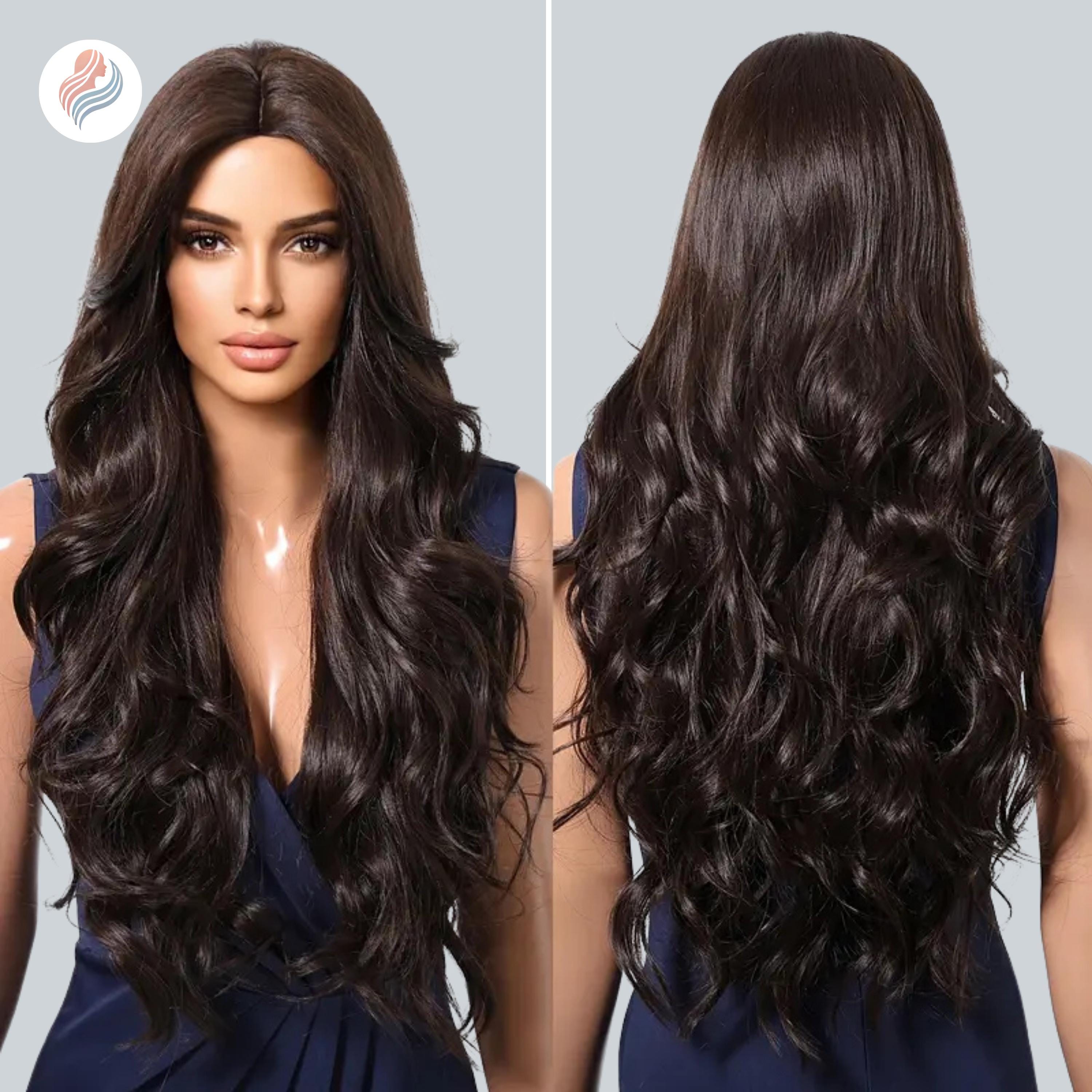 Brown Highlight Wigs Front Wig For Women Long Layer Hair Heat Resistant Natural Hairline