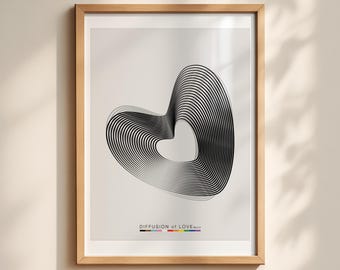 Arte astratta a forma di cuore / Supporto per l'orgoglio e LGBTQ+ / Arredamento scandinavo minimalista (download digitale)