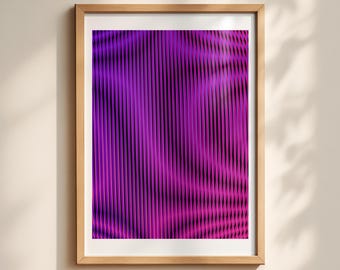 Stampa artistica di onde viola psichedeliche – Illusione ottica (download digitale)
