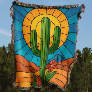 Saguaro Kaktus Decke, Südwestern Kunstdecken, Wüste Sonnenuntergang, Arizona Decke, Gewebte Decken