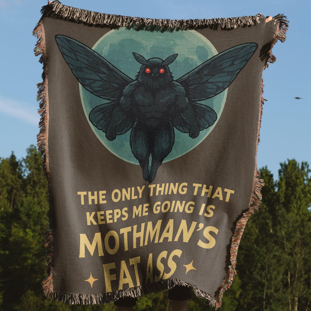 Mothman Blanket, Funny Cryptid Woven Blanket, Novelty Mothman Meme ...