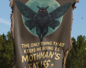 Koc Mothman, zabawny koc tkany Cryptid, nowatorski koc mem Mothman, koc tkany Cryptid Humor