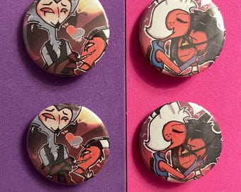 Four (4) Custom 58 mm/ 2.25 inch Metal Back Pin Buttons