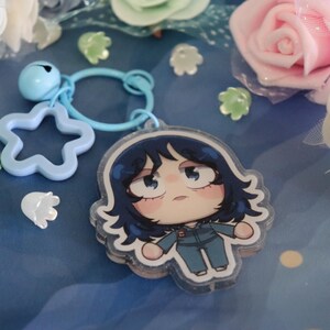 Mouth Washing Glitter Acrylic Keychain Charm -End Back side
