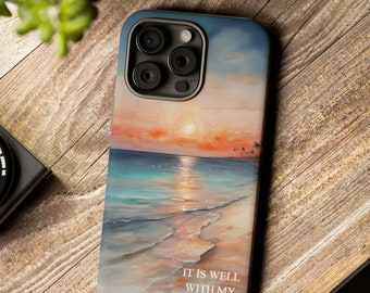 Inspiring Beach Christian Phone Case for iPhone 16, 15, Plus, Pro, Max, Samsung Galaxy S24-S22, Plus, Ultra, Google Pixel 9, 8 Cell Phones