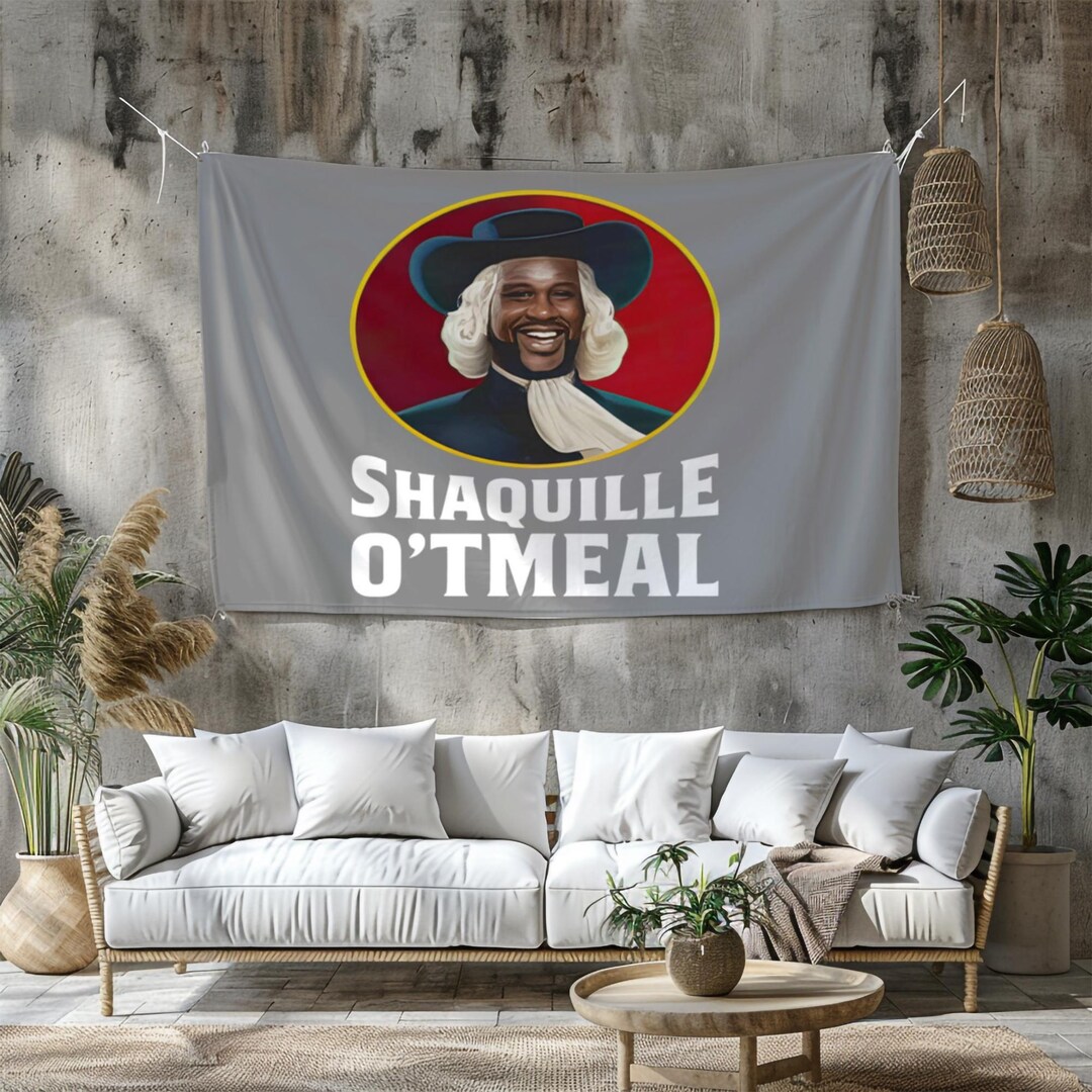 Shaquille Oatmeal Meme Flag, Funny Dorm Bedroom Rave Festival Totem ...