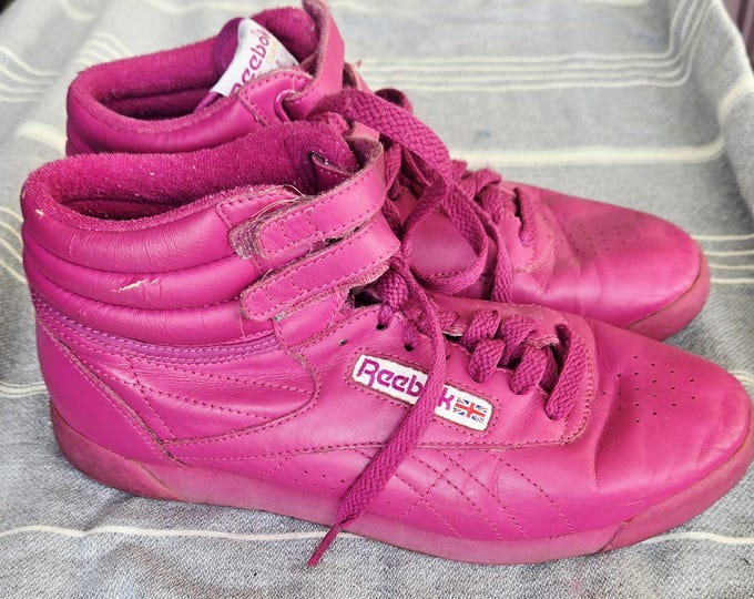 Most Iconic Reebok S Iconic 1980s Reebok Women Freestyle High Top Sneakers in Dark Pink - Etsy