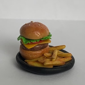 Miniature burger and fries for dollhouses