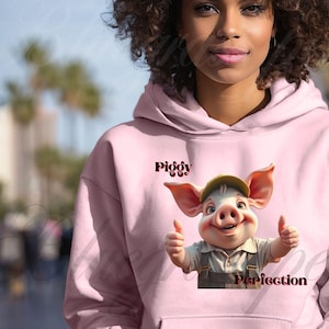 Piggy Perfection Boy Pig Hooded Sweatshirt Pig Lover Shirt Gift for Her or Him Cute Pig Shirt Pig Sweatshirt Pig Sweater Pig Enthusiast