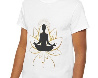 Meditation on Lotus Divine Yoga Rays Sitting position Gold Black design