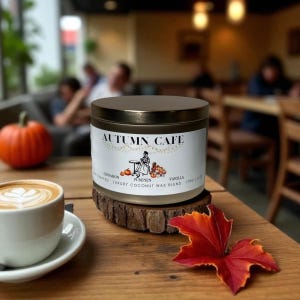 Autumn Cafe Fall Scented Pumpkin Spice 6oz Candle