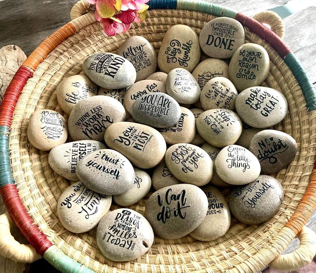 Custom Kindness Rocks, Smooth Lake Michigan Beach Stones, Positivity ...