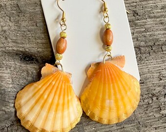 Women&#39;s Genuine Seashell Earrings 24K Gold Painted Dangle French Hooks Beach Themed Jewelry Mom Wife Friend Gifts Free Shipping!