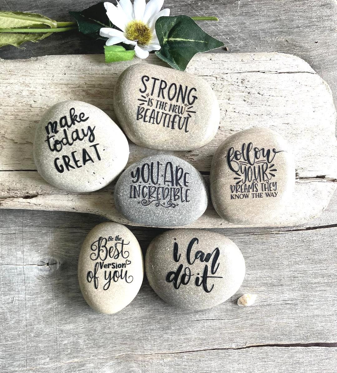 6 Kindness Rocks, Smooth Lake Michigan Basalt Beach Rocks, Stones ...