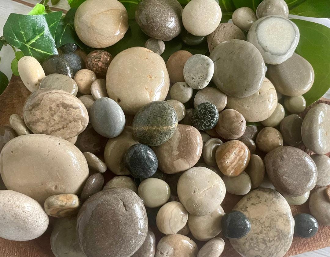 1lb Great Lakes Flat Round Rocks Stones Lake Michigan J.Q. Craft Making ...